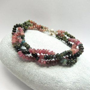 Braided Watermelon Tourmaline bracelet
